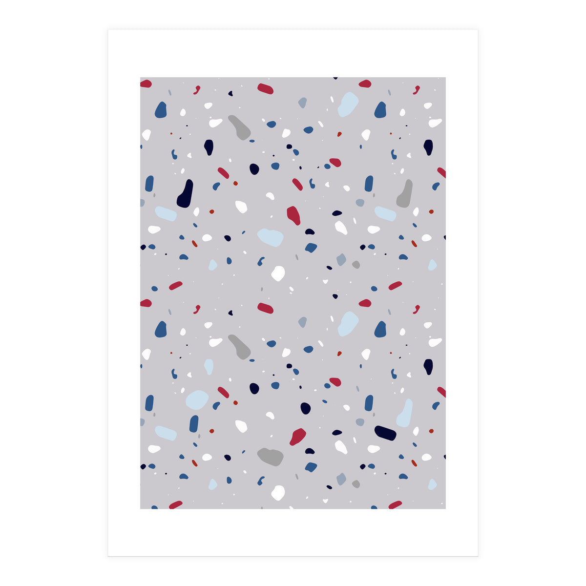 Modern Gray Blue Rounded Terrazzo (Print Only)