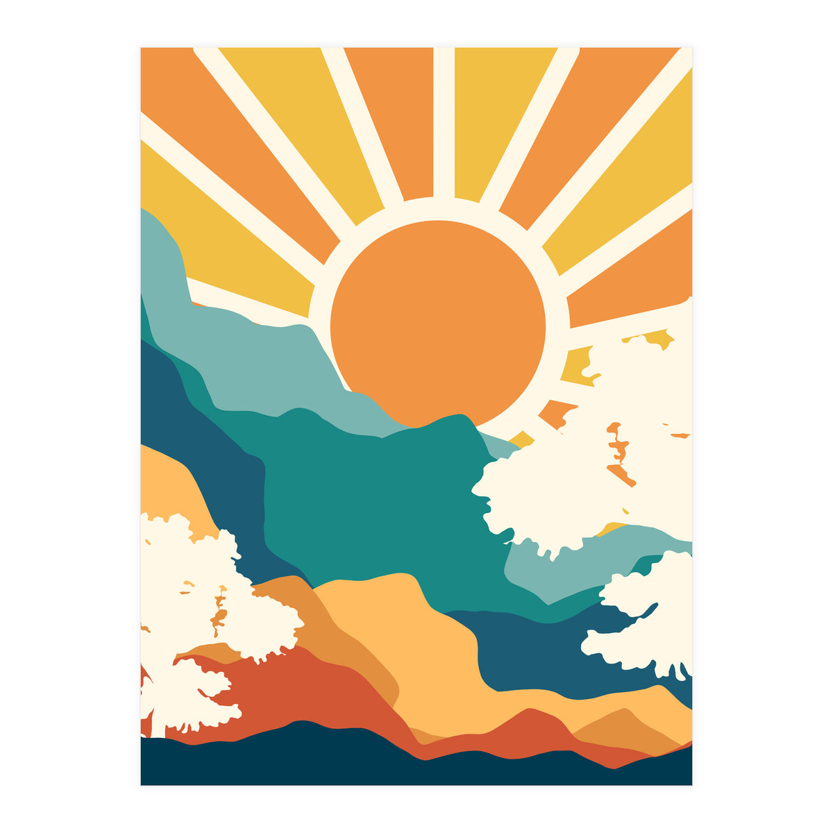 Sunrise Mindset, Positivity Optimism Self Love Self Care Growth, Nature Retro Eclectic Bohemian Peace Contemporary (Print Only)