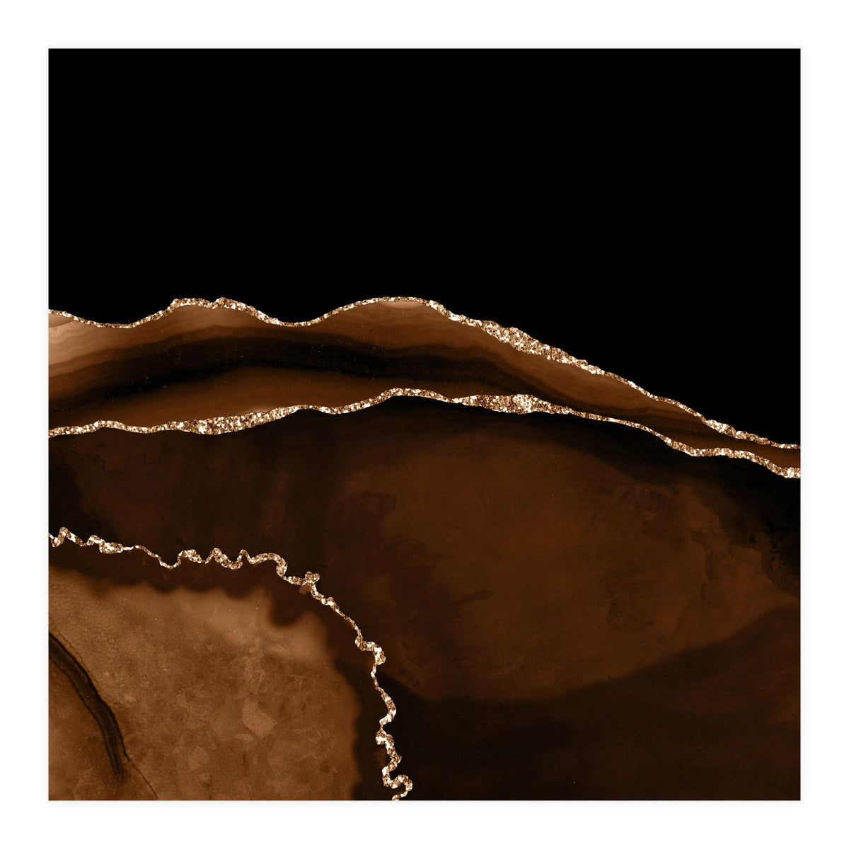 Brown & Gold Agate Texture 05 (Print Only)