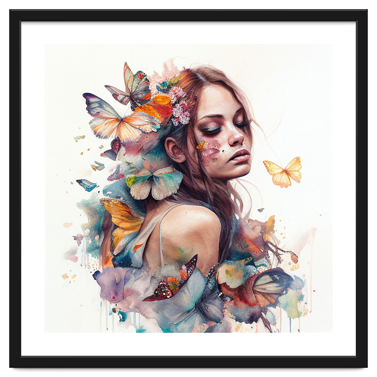 Butterfly Muse Watercolor Portrait