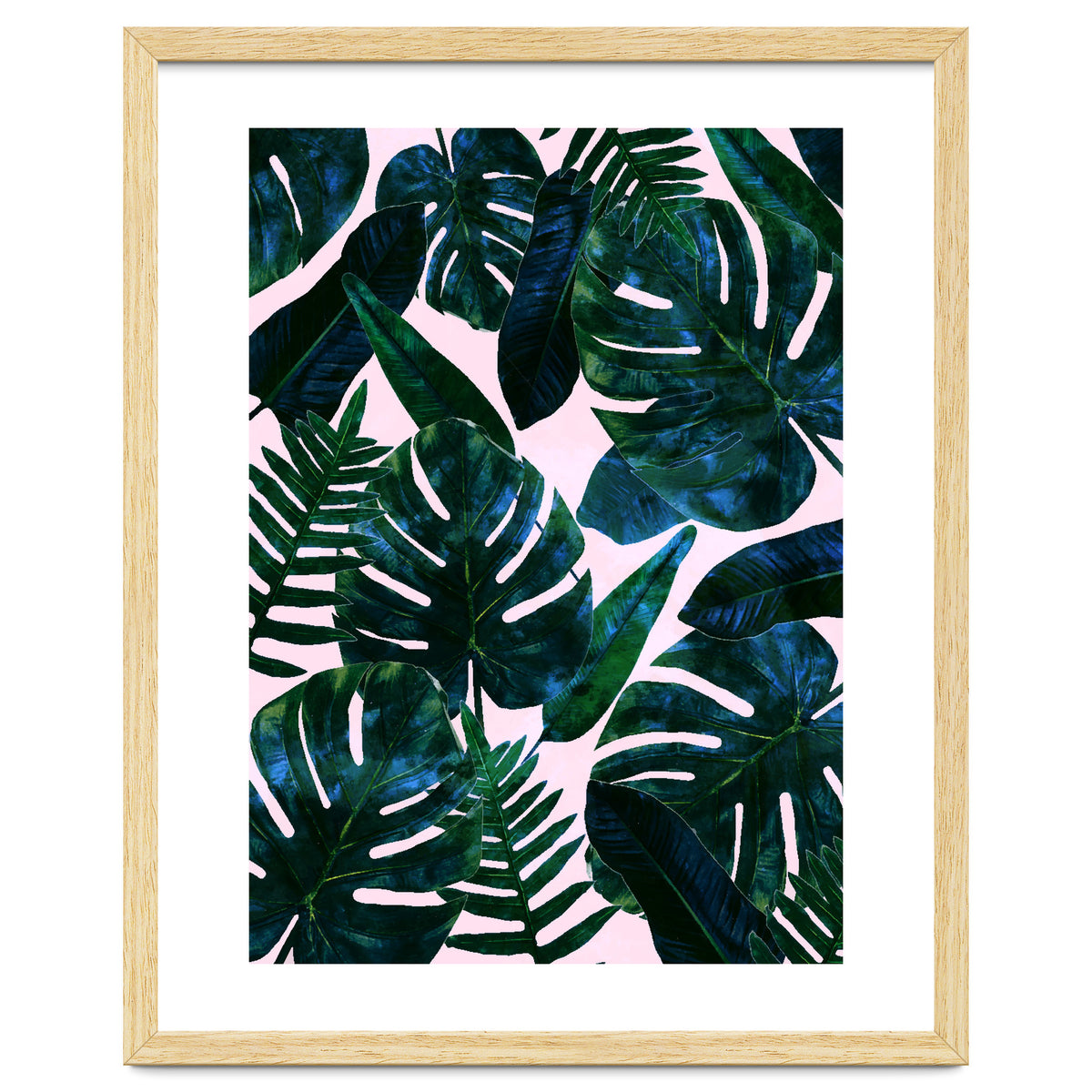 Tropical Nature Monstera Watercolor Painting, Botanical Jungle Dark Palm Illustration