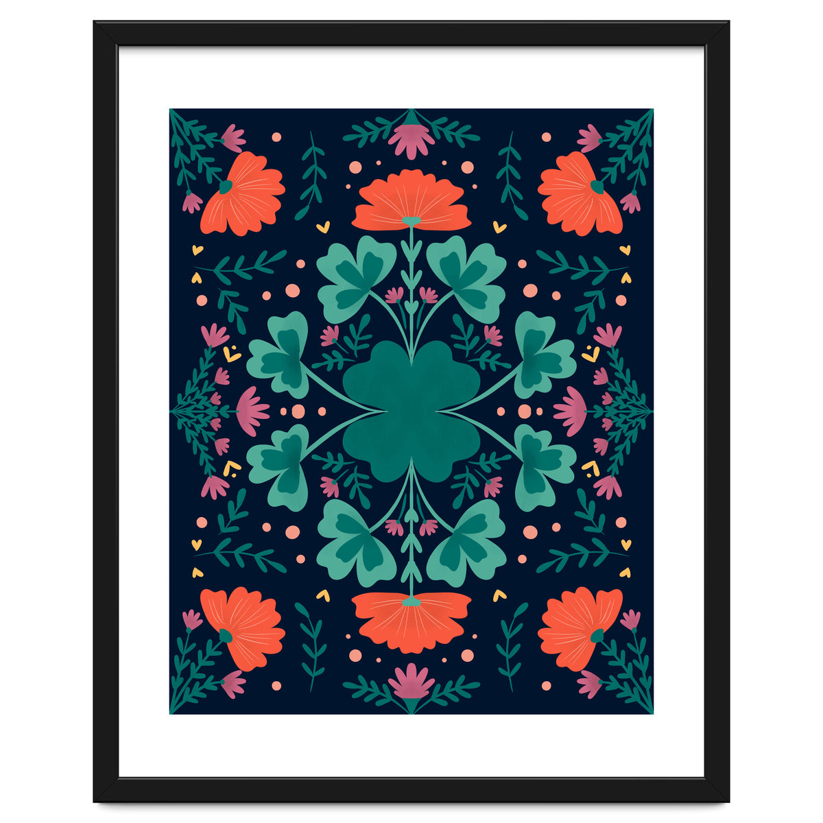 Clovers And Flowers Teal and Orange