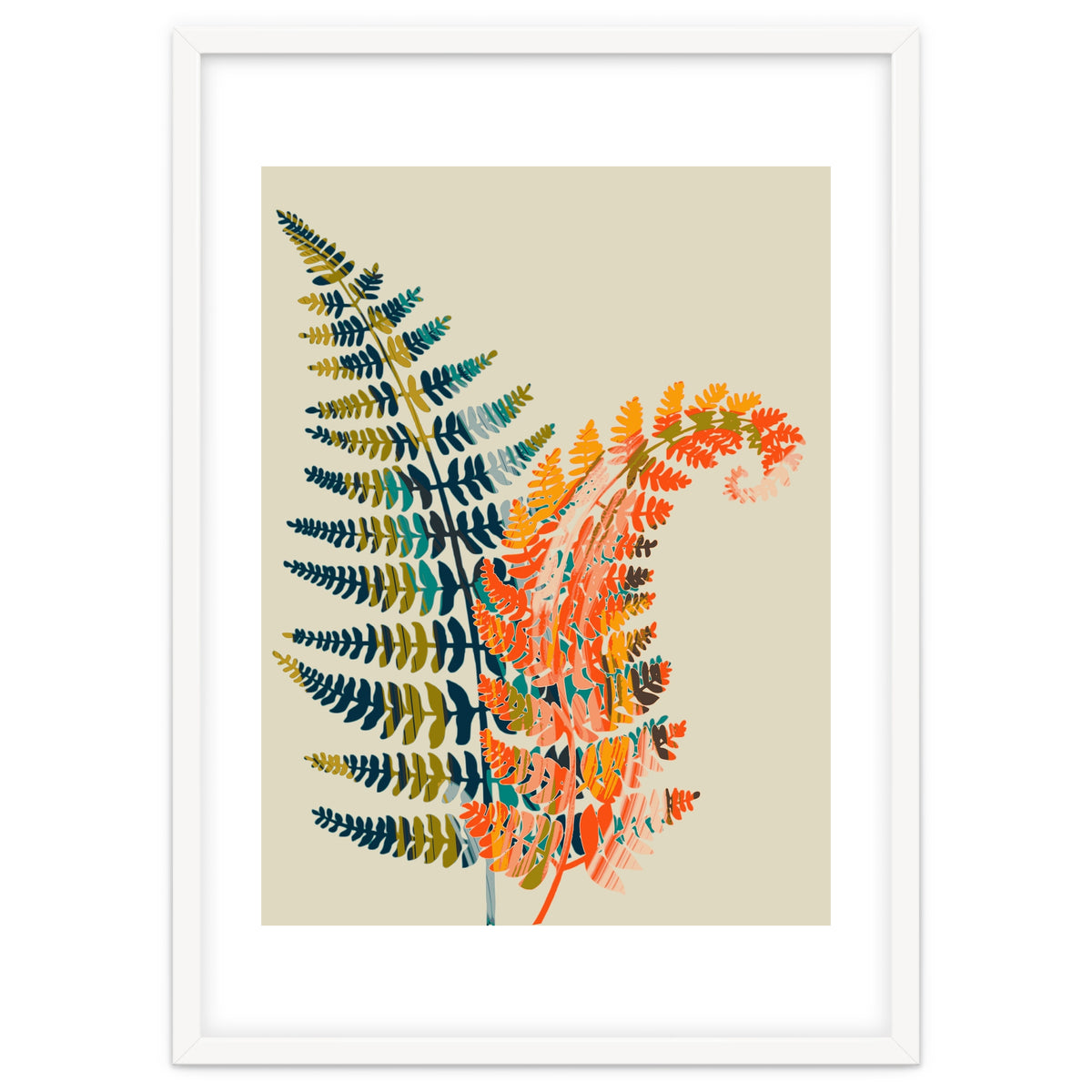 Colorful Fern Leaves