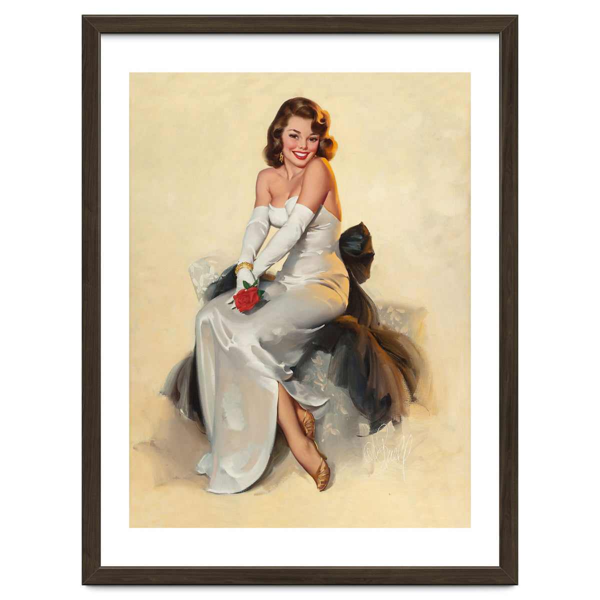 Smiling Young Woman Posing With Flower