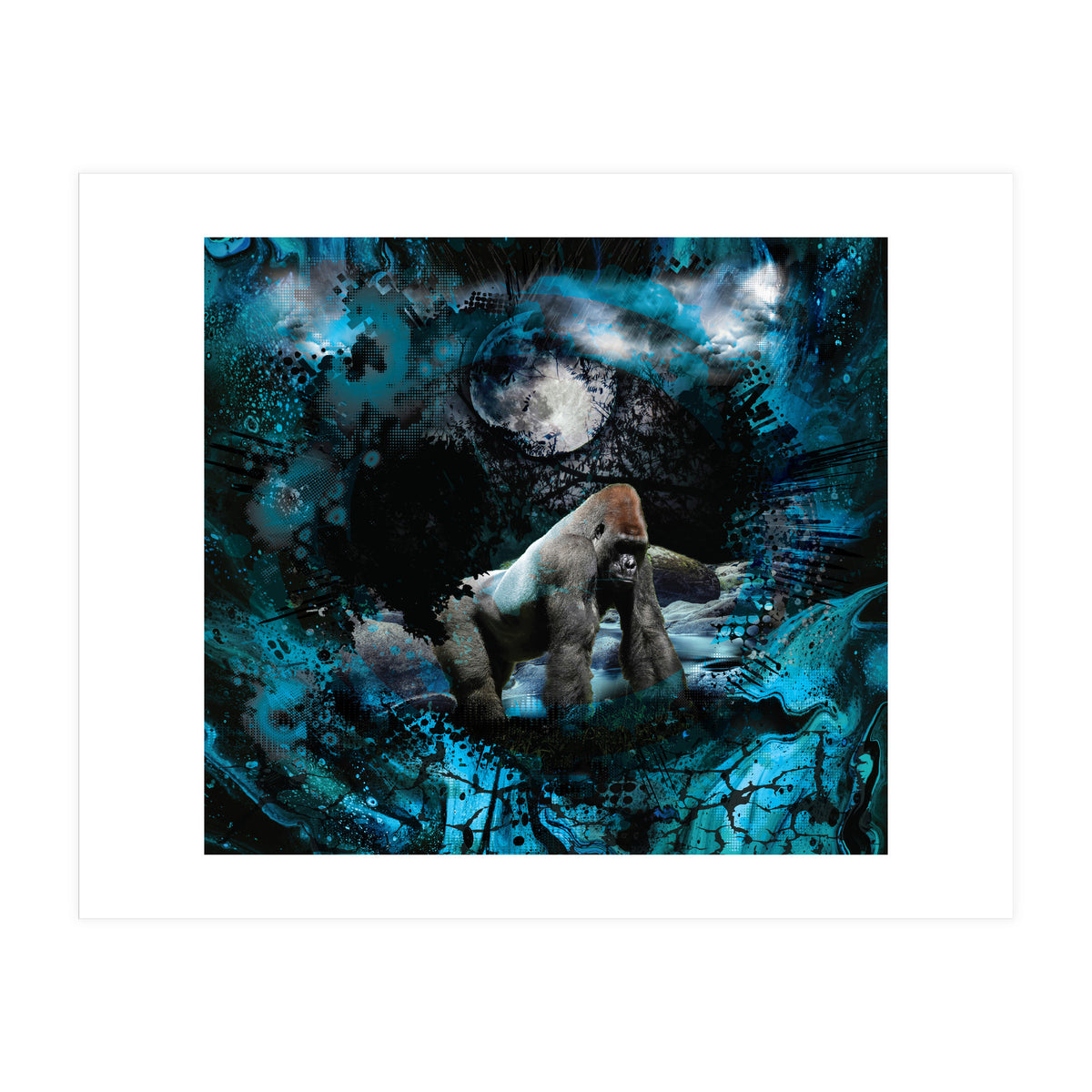 Gorilla Blue Moon Forest Scenic (Print Only)