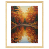 Golden Autumn Reflection: Impasto Forest Landscape thumbnail