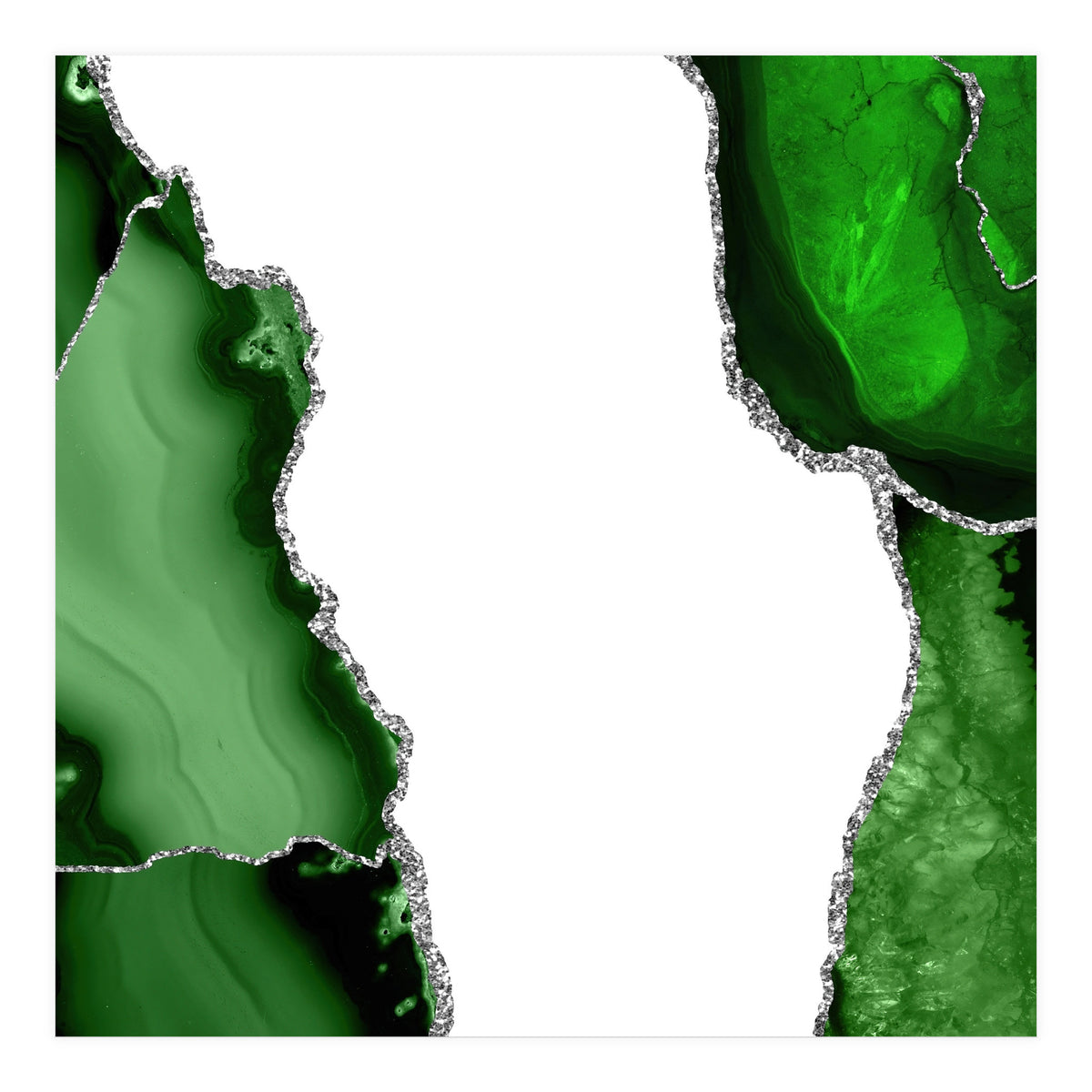 Green & Silver Agate Texture 15  (Print Only)