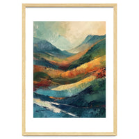 Textured Impasto Mountain Valley Landscape