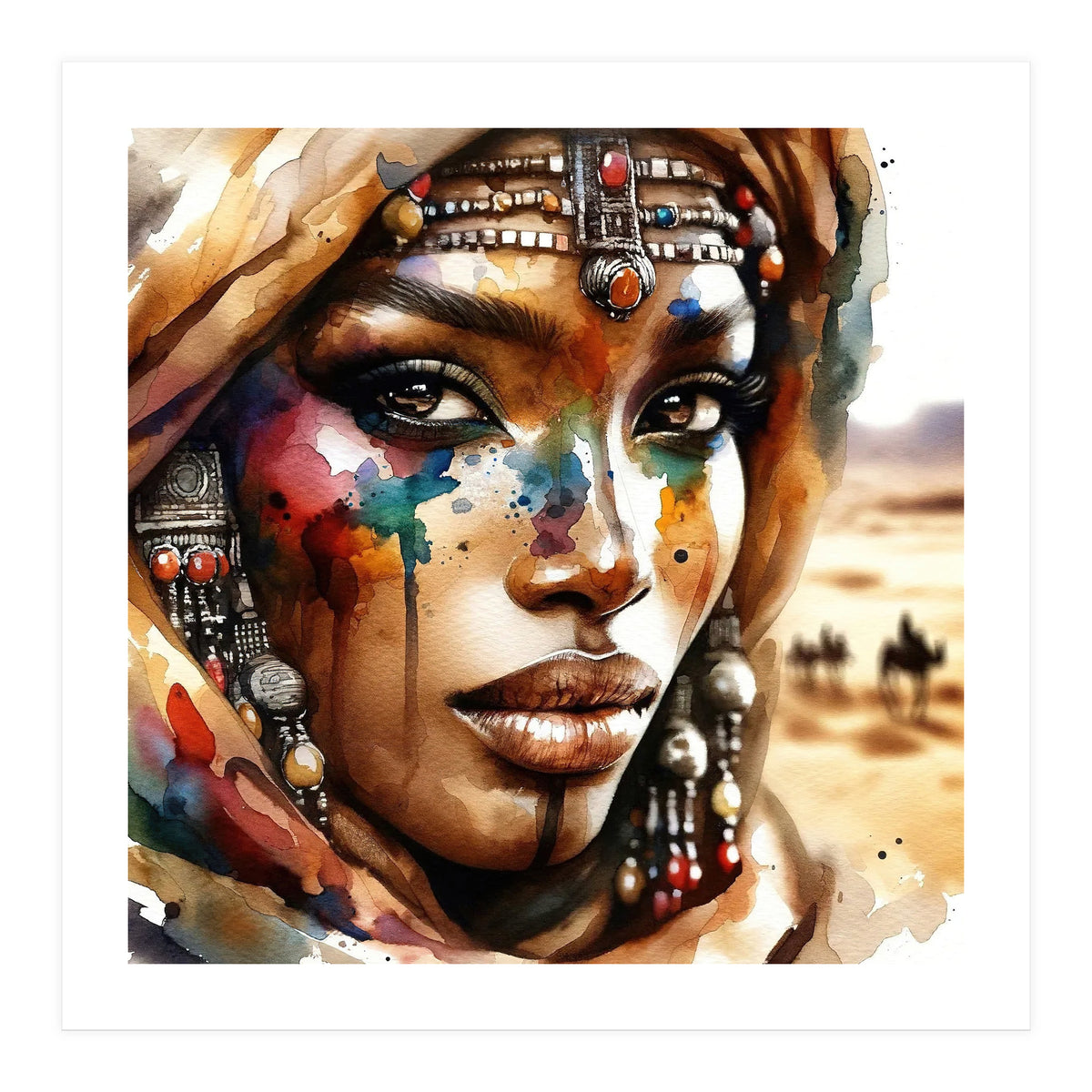 Desert Jewels Tuareg Woman Portrait (Print Only)