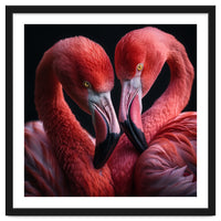 Two Flamingos Together