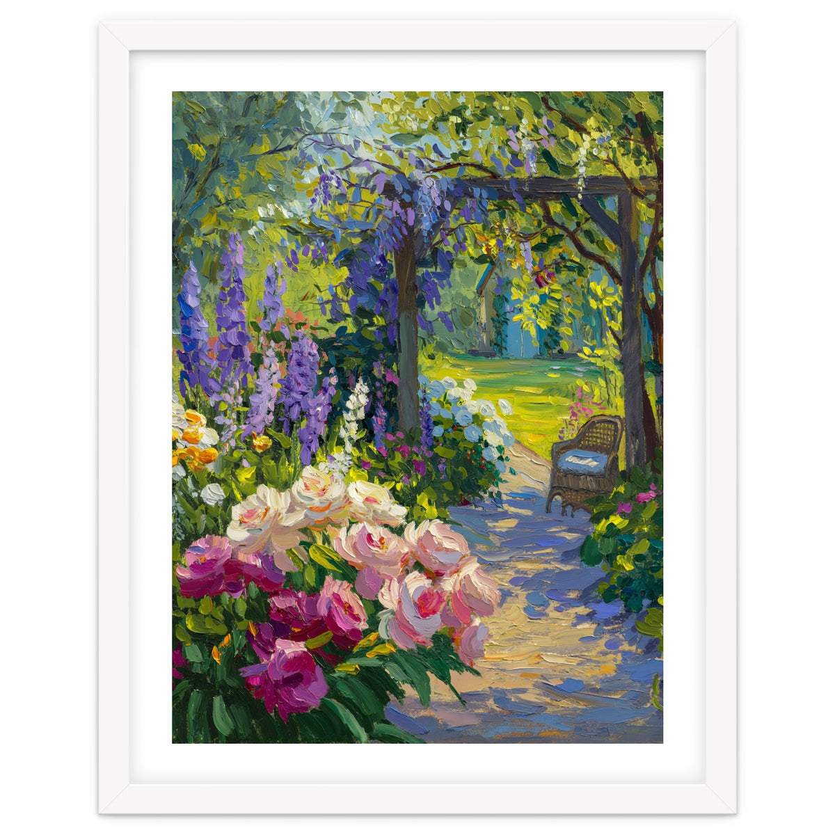 Serene Summer Garden Path Oil Painting