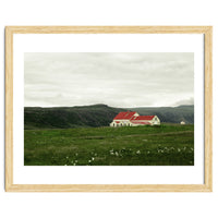 Red roof house in the greenfield - Iceland