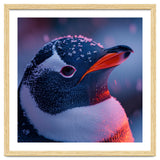 Close Up Penguin With Snowflakes On Head thumbnail