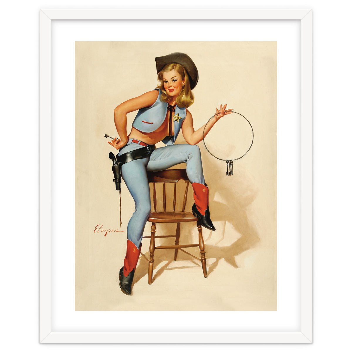 Pinup Cowgirl With A Key