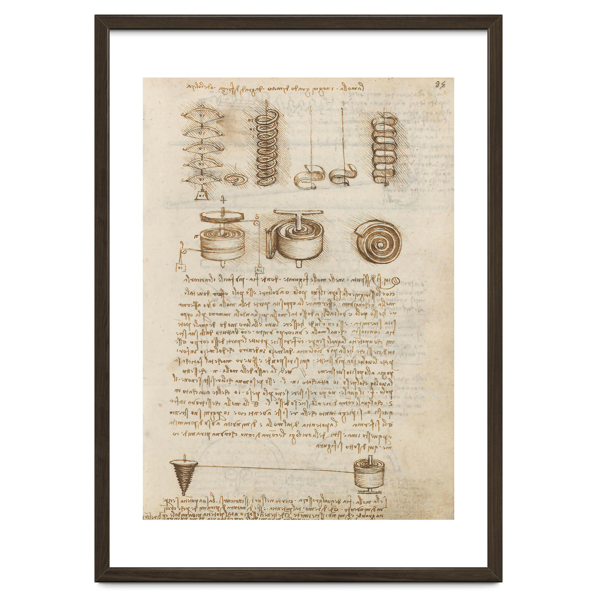 Folio f 85r. Codex Madrid I (Ms. 8937) "Treaty of statics and mechanics", 192 folios with 384 pag...