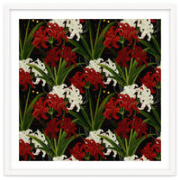 Red and White Spider Lily Flower Print Elegant Botanical Japanese Inspired Floral Artwork