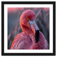 Pink Flamingo Bird Close Up Portrait