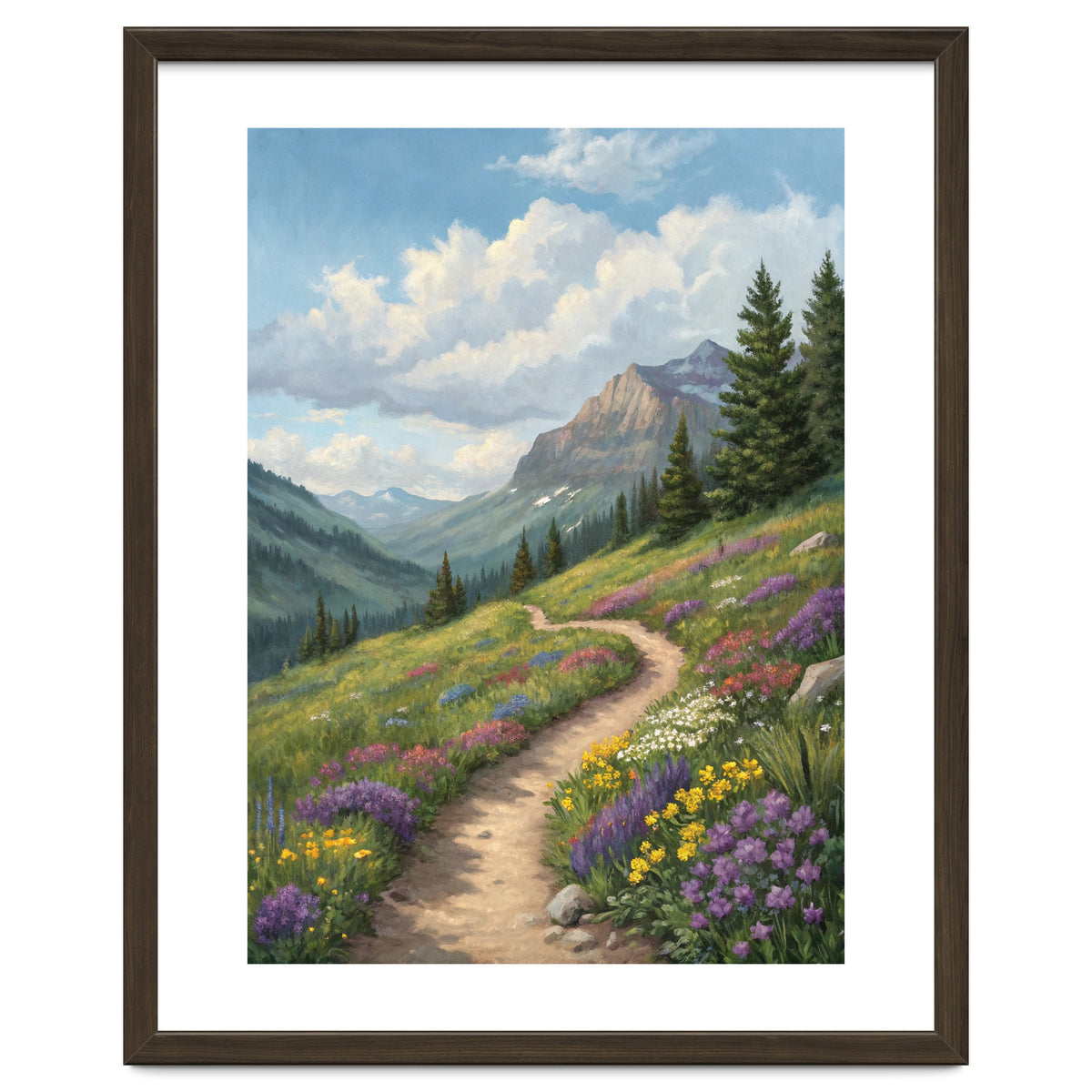 Serene Alpine Path Through Summer Wildflowers