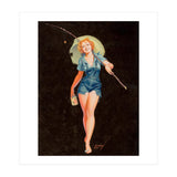 Happy Pinup Girl With A Fishing Stick (Print Only) thumbnail