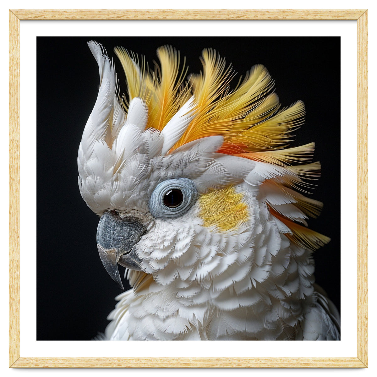 Close Up Cockatoo Portrait Yellow Crested Bird