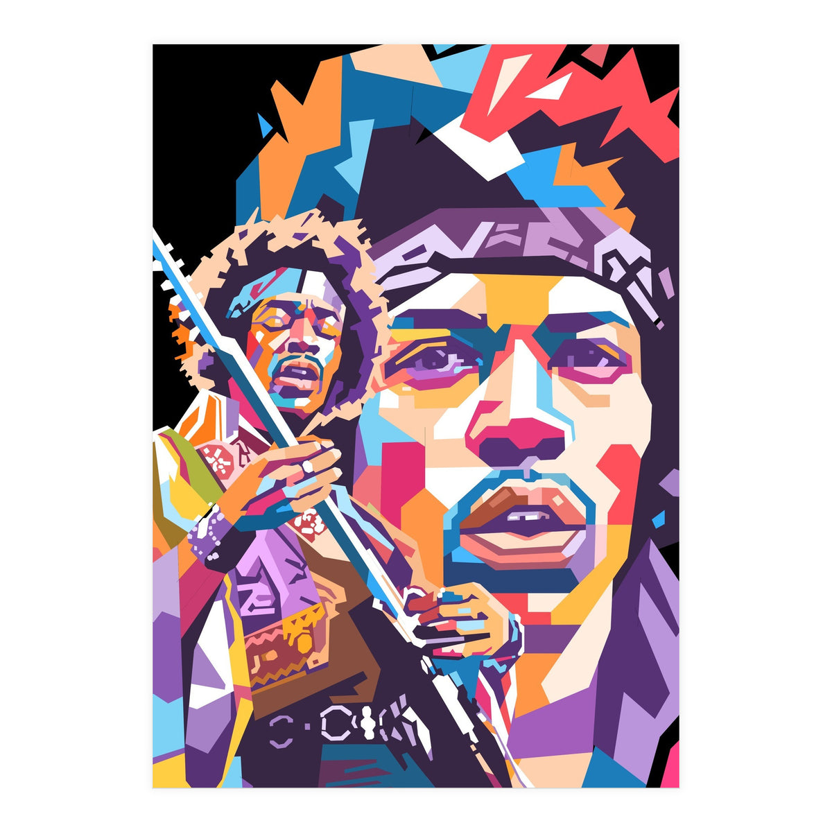Jimi Hendrix wpap art (Print Only)