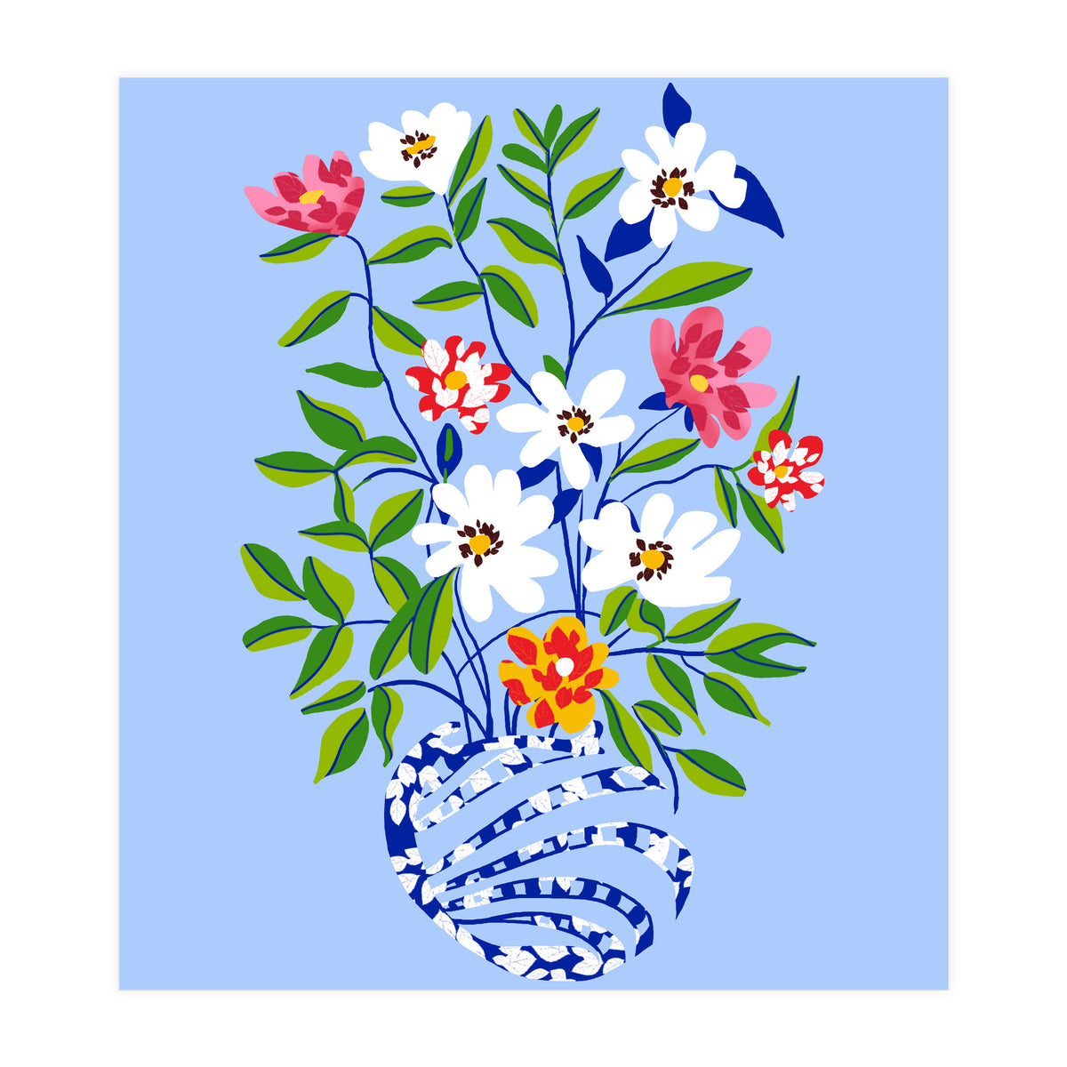 The Floopy Planter, Abstract Flower Pot Illustration, Pop Bohemian Eclectic Botanical, Flower Colorful Blossom (Print Only)