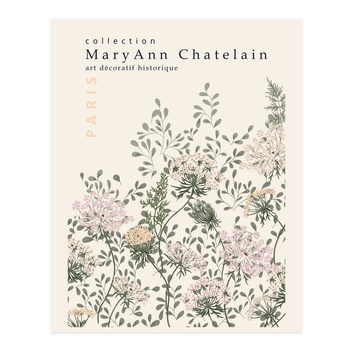 Historic decorative art Paris Queen Anne's lace (Print Only)