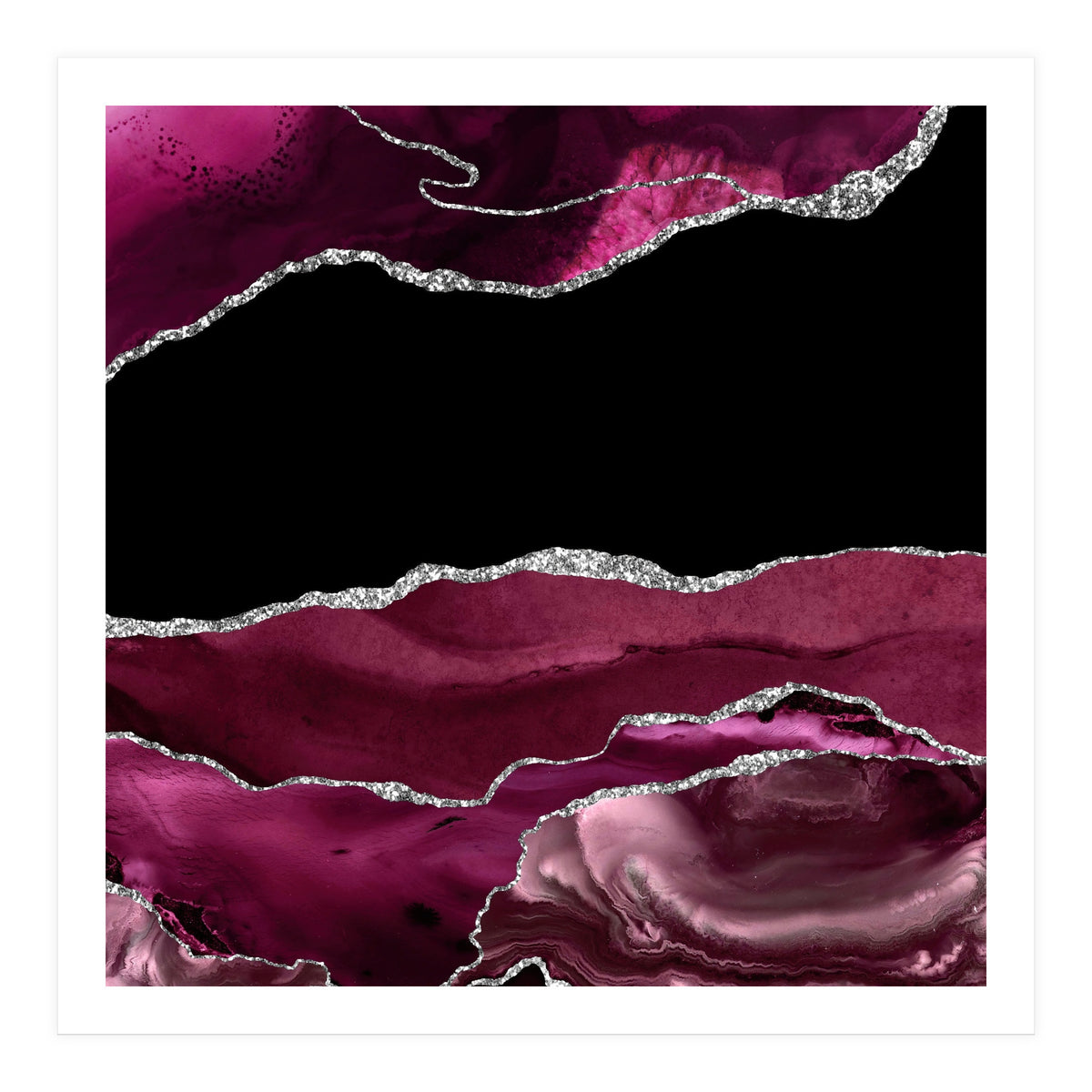 Burgundy & Silver Agate Texture 02 (Print Only)
