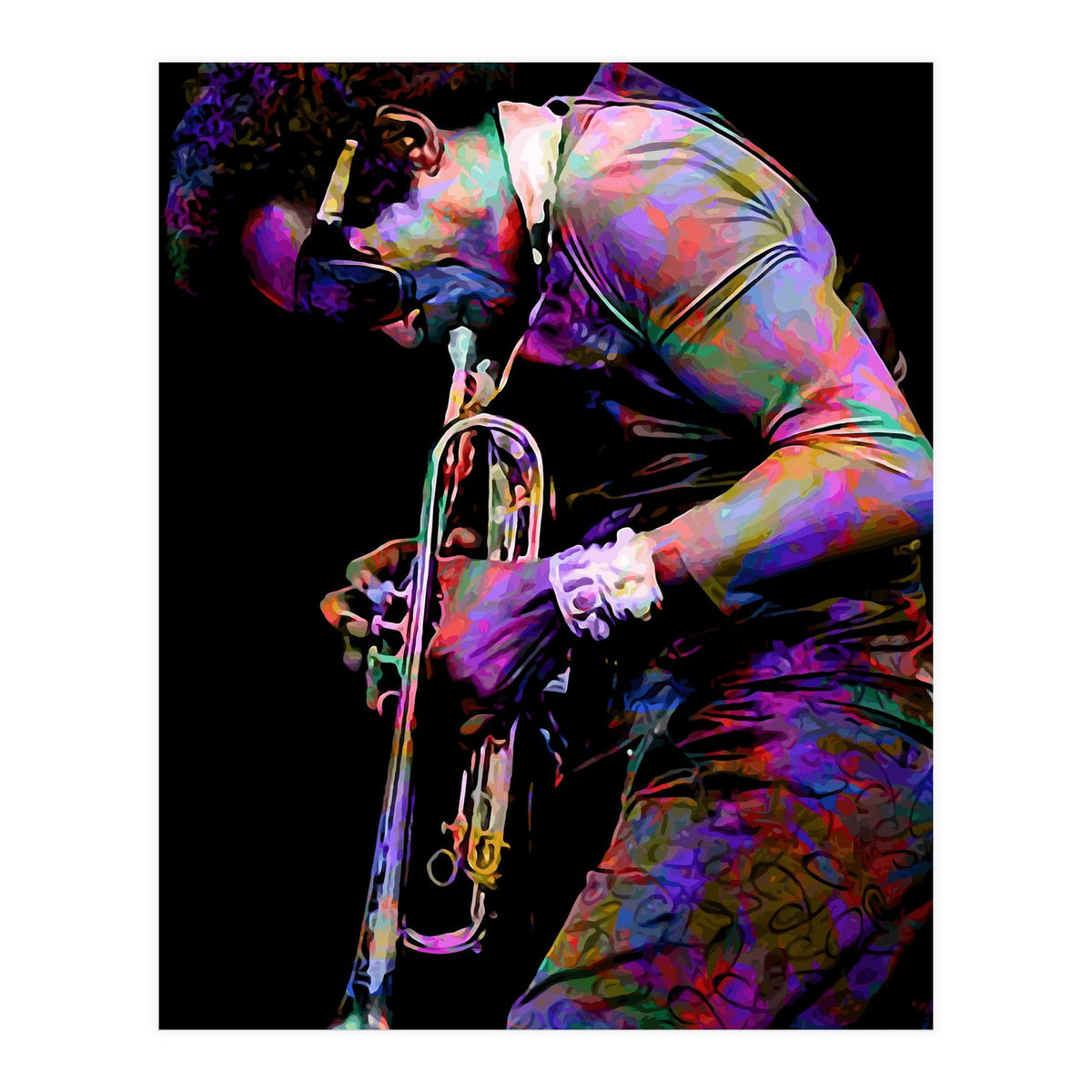 Miles Davis American Jazz Trumpeter Legend Colorful Art (Print Only)