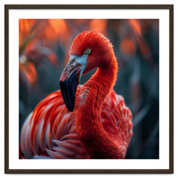 Vibrant Flamingo Close Up Portrait Outdoor Nature