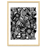 African Tribal, Black & White Abstract Drawing Sketch Line Art, Rustic Botanical Illustration, Bohemian Eclectic Scandinavian Vintage Bold thumbnail