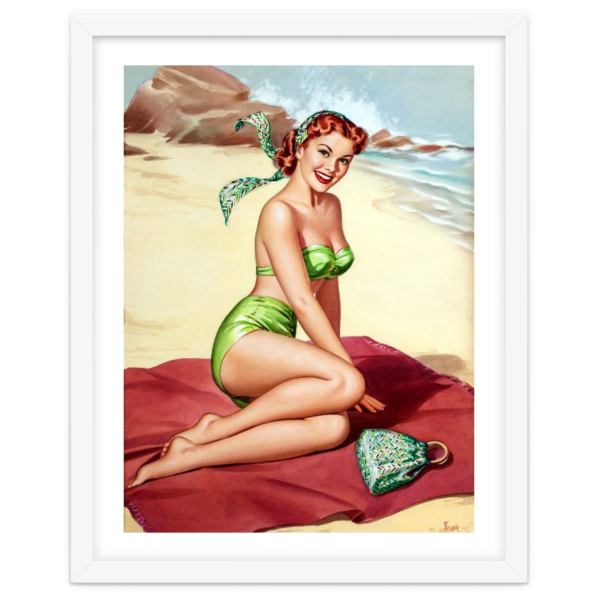 Smiling Pinup Sexy Girl On The Beach
