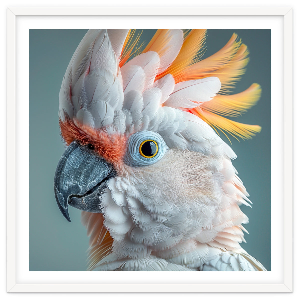 Salmon Crested Cockatoo Close Up Portrait