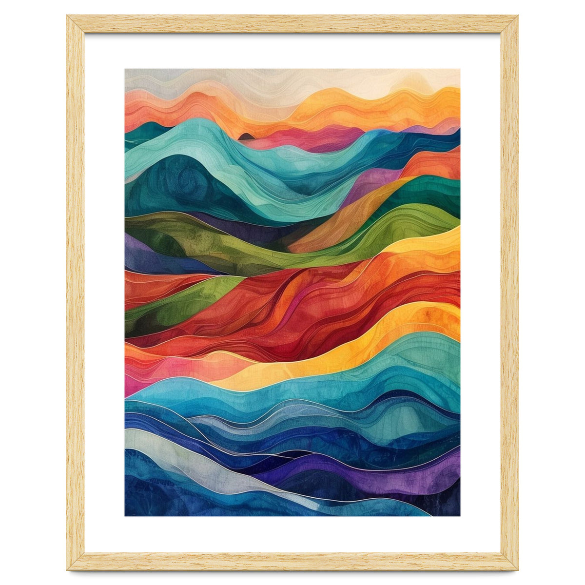 Abstract Rainbow Wave Landscape