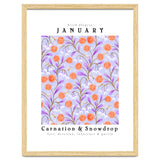Carnations And Snowdrop January Birth Flower Floral Print thumbnail