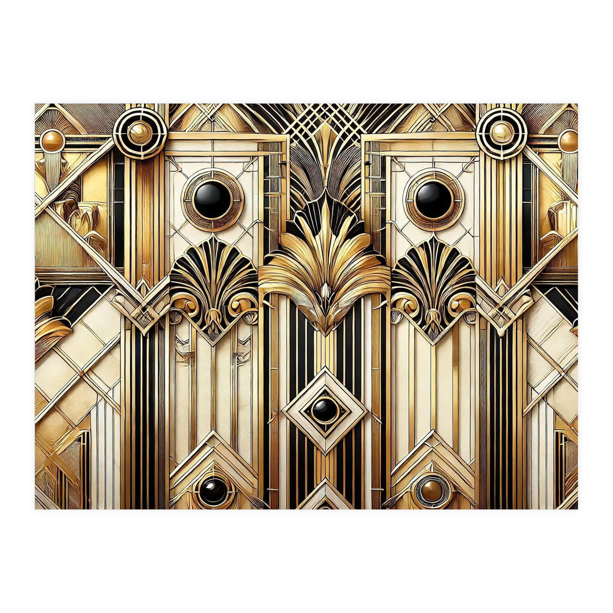 Art Deco Gold Geometric Pattern (Print Only)