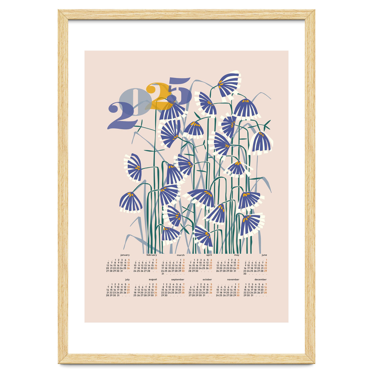 calendar 2025 pastel flowers