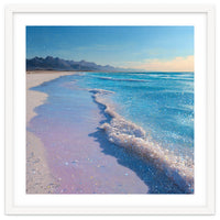Sparkling Pastel Shoreline with Glittering Turquoise Waves