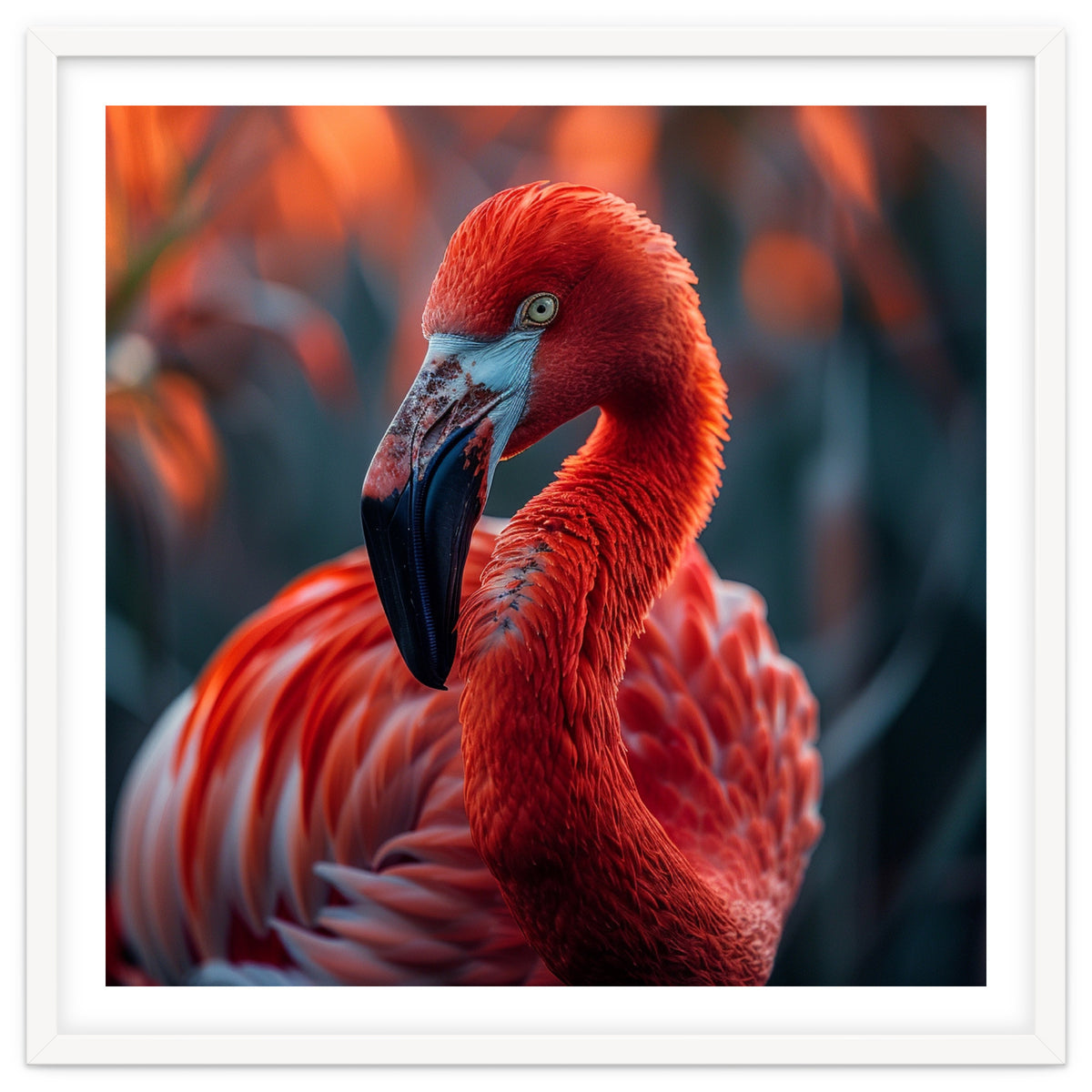 Vibrant Flamingo Close Up Portrait Outdoor Nature