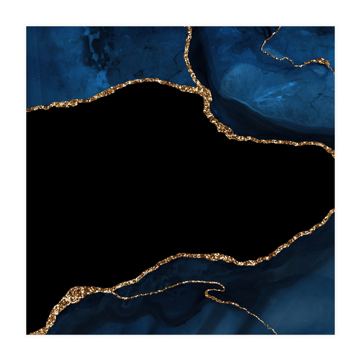 Navy & Gold Agate Texture 04  (Print Only)