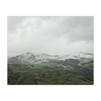 Snow-covered green mountains - Iceland (Print Only)