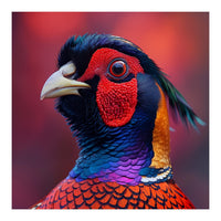 Close Up Pheasant Bird Head Detailed Feathers (Print Only)