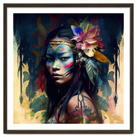 Floral Native Asian Warrior Portrait