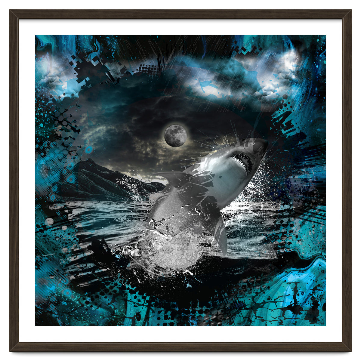 Shark Blue Moon Ocean Splash