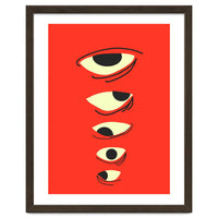 Abstract Eyes on Red Background