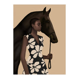 Woman In Bold Print With Black Horse (Print Only) thumbnail