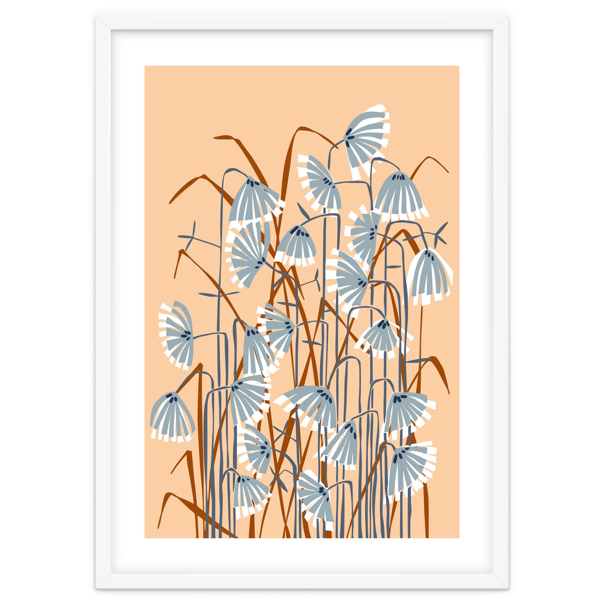 Linocut Flower Meadow Peach Fuzz