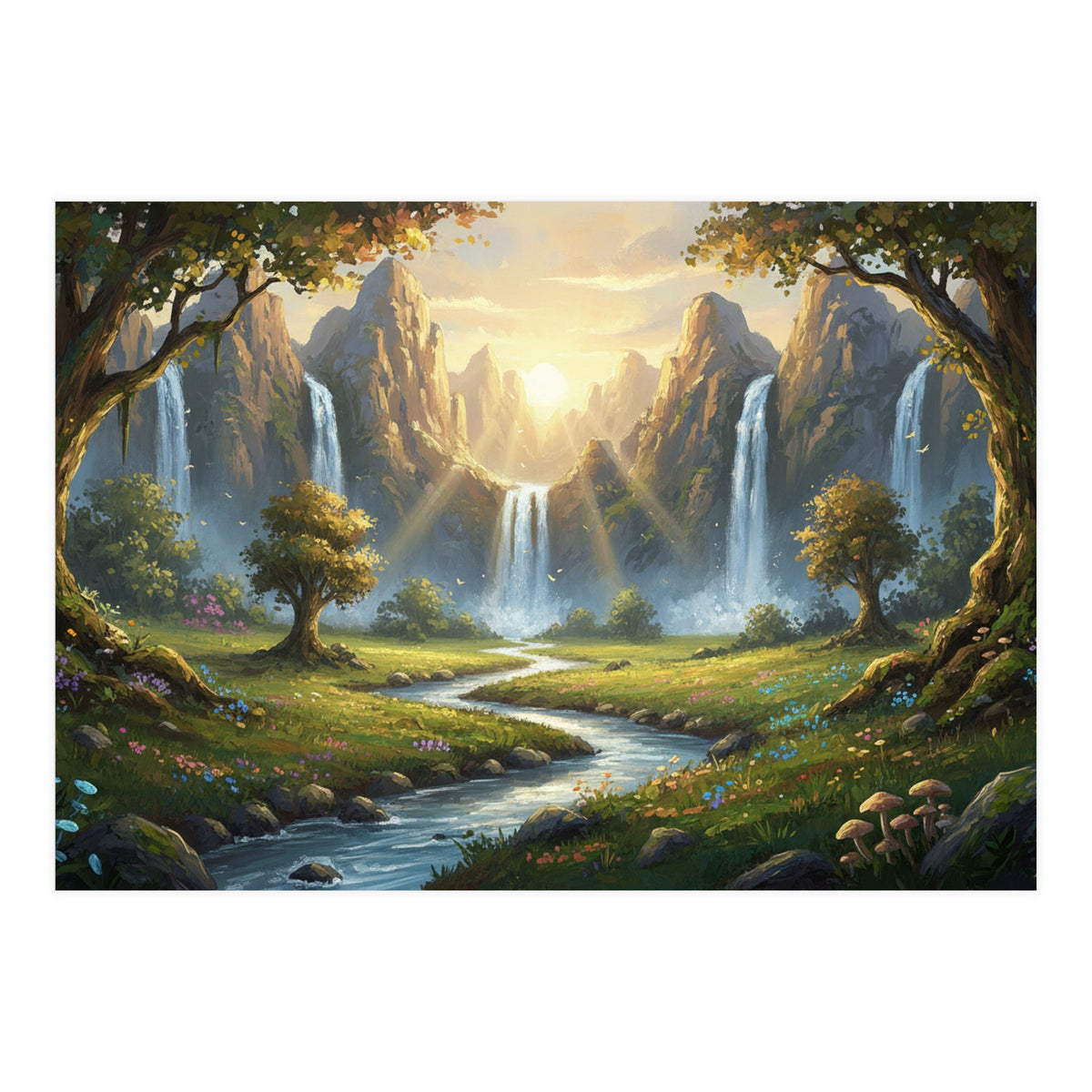 Enchanted Waterfall Meadow (Print Only)