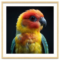 Vibrant Sun Conure Parrot Close Up Portrait
