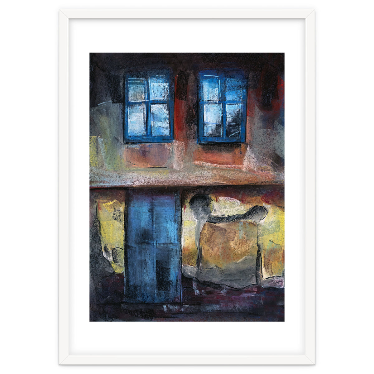 Pastel impression of an old house facade